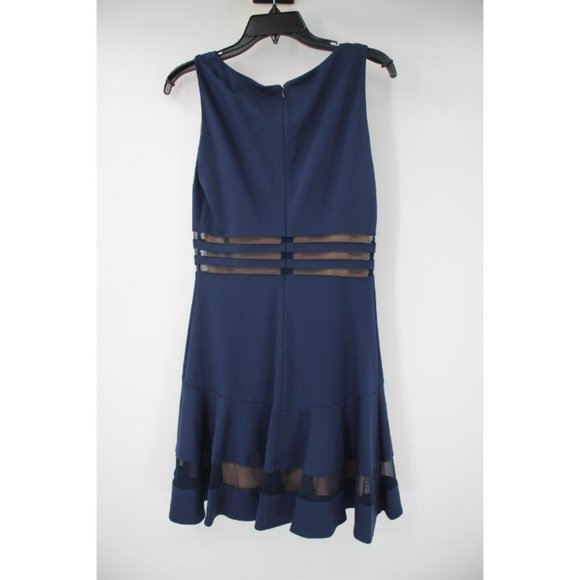 NWT $295 ERIN Fetherston women's size 4 sleeveless fit & flare dress navy blue - Picture 5 of 14